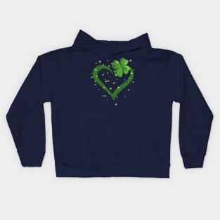 Green Heart Design with Golden Sparks Kids Hoodie